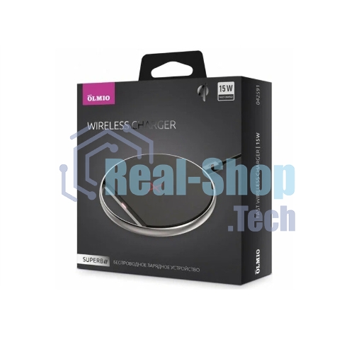 Беспроводное зарядное устройство OLMIO SUPERBs, 15W, Super Fast Charge, черный