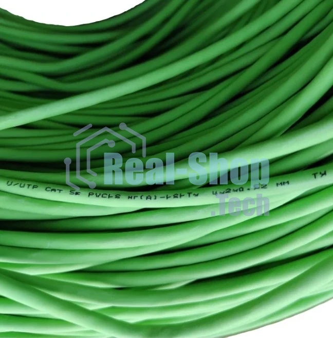 Кабель NEOMAX NM710021-100М-РТ U/UTP cat.5e 4x2x0.52, 24 AWG, медь, внутренний, PVCLS нг(А)-LSLTx, 100м, зеленый