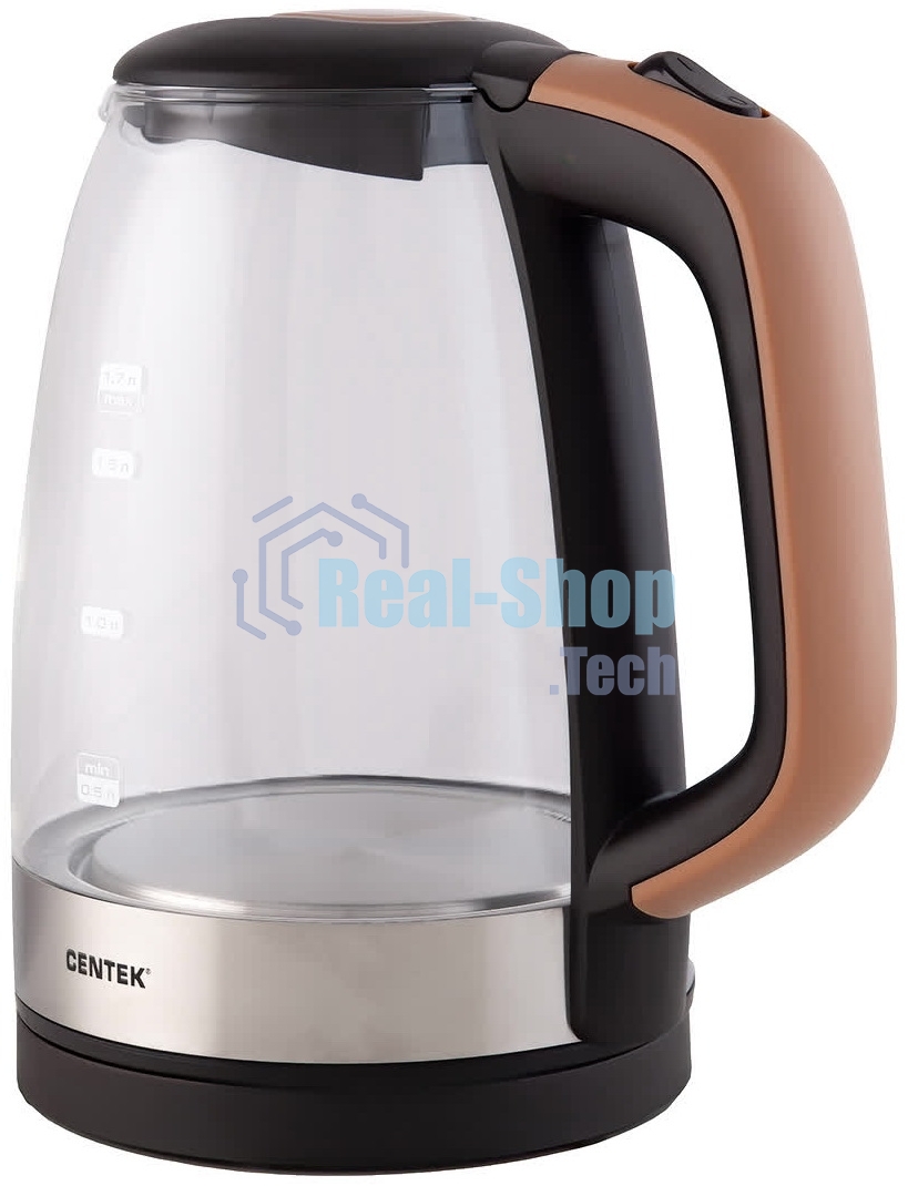 Электрочайник Centek CT-0065 бежевый, 1.7 л, 2200 Вт, скрытый нагревательный элемент