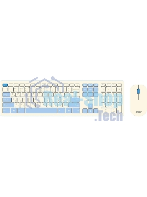 Комплект клавиатура + мышь Acer OCC205 беспроводной USB, 1200 dpi, белый/голубой