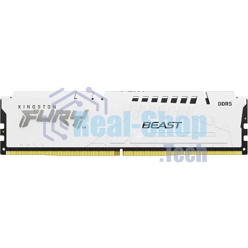 Оперативная память Kingston Fury Beast, DDR5, 32Gb (1x32GB), 6000MHz, CL36, DIMM, с радиатором, белый