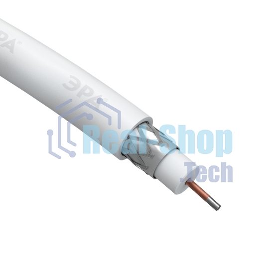 Кабель коаксиальный ЭРА RG-6U CCS/оплетка Al 48проц. PVC Simple 75Ом белый