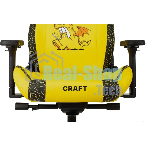 Кресло Knight Craft Dragon желтый, экокожа, 120 кг, механизм качания