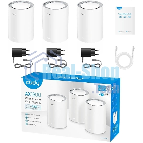 Бесшовный Mesh роутер Cudy M1800(3-Pack) AX1800 10/100/1000BASE-TX белый (упак.:3шт)