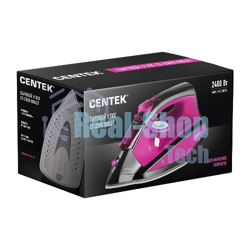 Утюг Centek CT-2355 фиолетовый, 2500 Вт, 45 г/мин, 160 г/мин, 270 мл