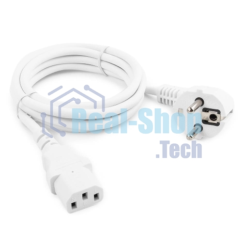 Кабель питания Cablexpert PC-186W Schuko-C13, 3x0.5мм2, 6A, с заземлением, 1.8м, белый, пакет