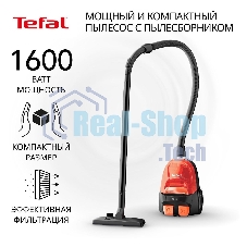 Пылесос Tefal MICRO SPACE CYCLONIC TW3235EA оранжевый/черный, 350/1600 Вт, уборка сухая, пылесборник контейнер 1 л