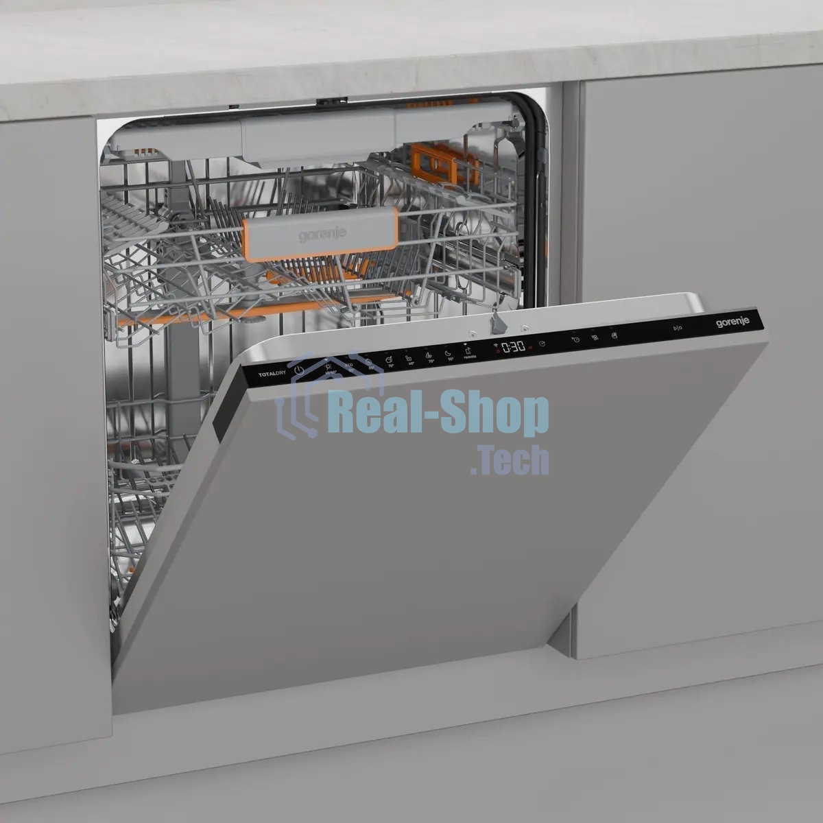 Посудомоечная машина встраиваемая Gorenje GV673B65 16 комплектов, 3 корзины, инверторный мотор, отсрочка старта, Wi-Fi управление, сенсорное управление, полный AquaStop, сенсор уровня воды, энергоэффективность А+++, уровень шума 42 дБ, белый
