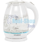 Чайник электрический Hyundai HYK-G2409 1.7 л, 2200 Вт, белый/серебристый (корпус: стекло)