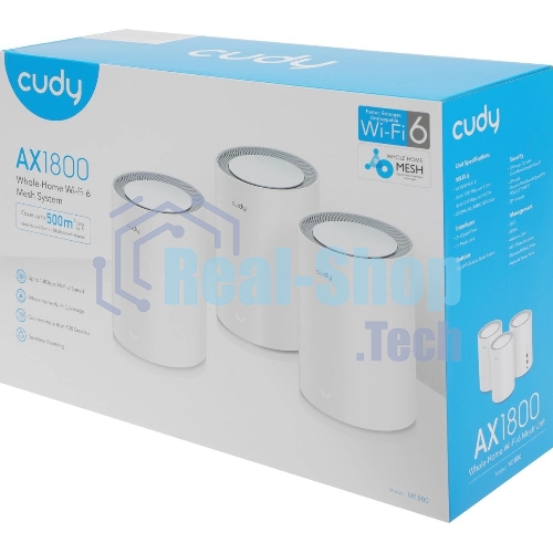 Бесшовный Mesh роутер Cudy M1800(3-Pack) AX1800 10/100/1000BASE-TX белый (упак.:3шт)