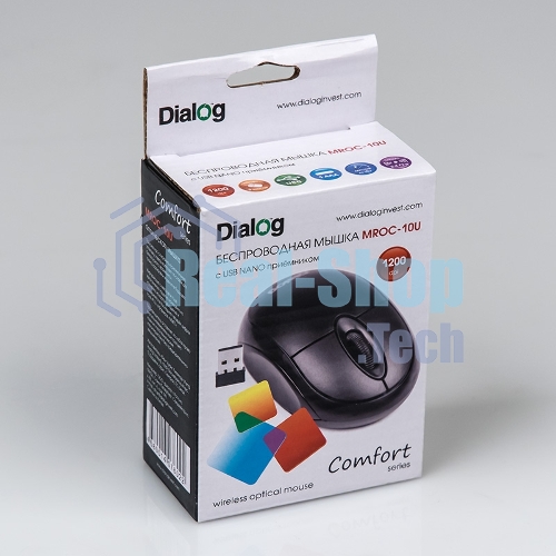 Мышь беспроводная Dialog Comfort MROC-10U черный, 1200 dpi, радиоканал, USB, кнопки - 3