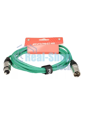 Микрофонный кабель FORCE FMC-05/3 GR XLR (F) -XLR (M), разъемы с никелевым корпусом и посеребренными контактами, 3 м, цвет зелёный