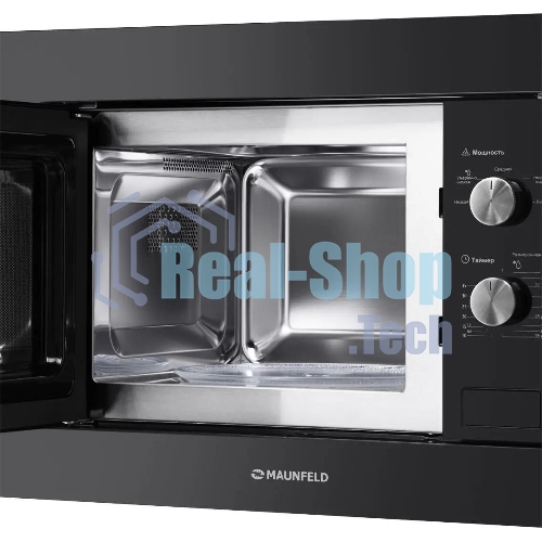 Встраиваемая микроволновая печь Maunfeld MBMO.20.1PGb черный, 20 л, 800 Вт, переключатели - поворотный механизм