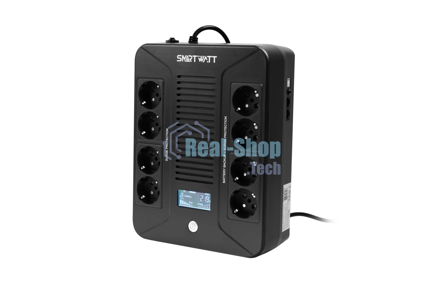 Источник бесперебойного питания SMARTWATT UPS SAFE PRO LCD 600 Line-interactive 600VA/360W Brick (Euro x8, USB, RJ11/RJ45 protection, LCD, 275x210x9