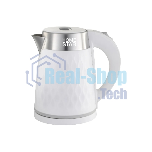 Чайник электрический Homestar HS-1021, 1500 Вт, 1.7 л, нержавейка+пластик, белый, двойной корпус