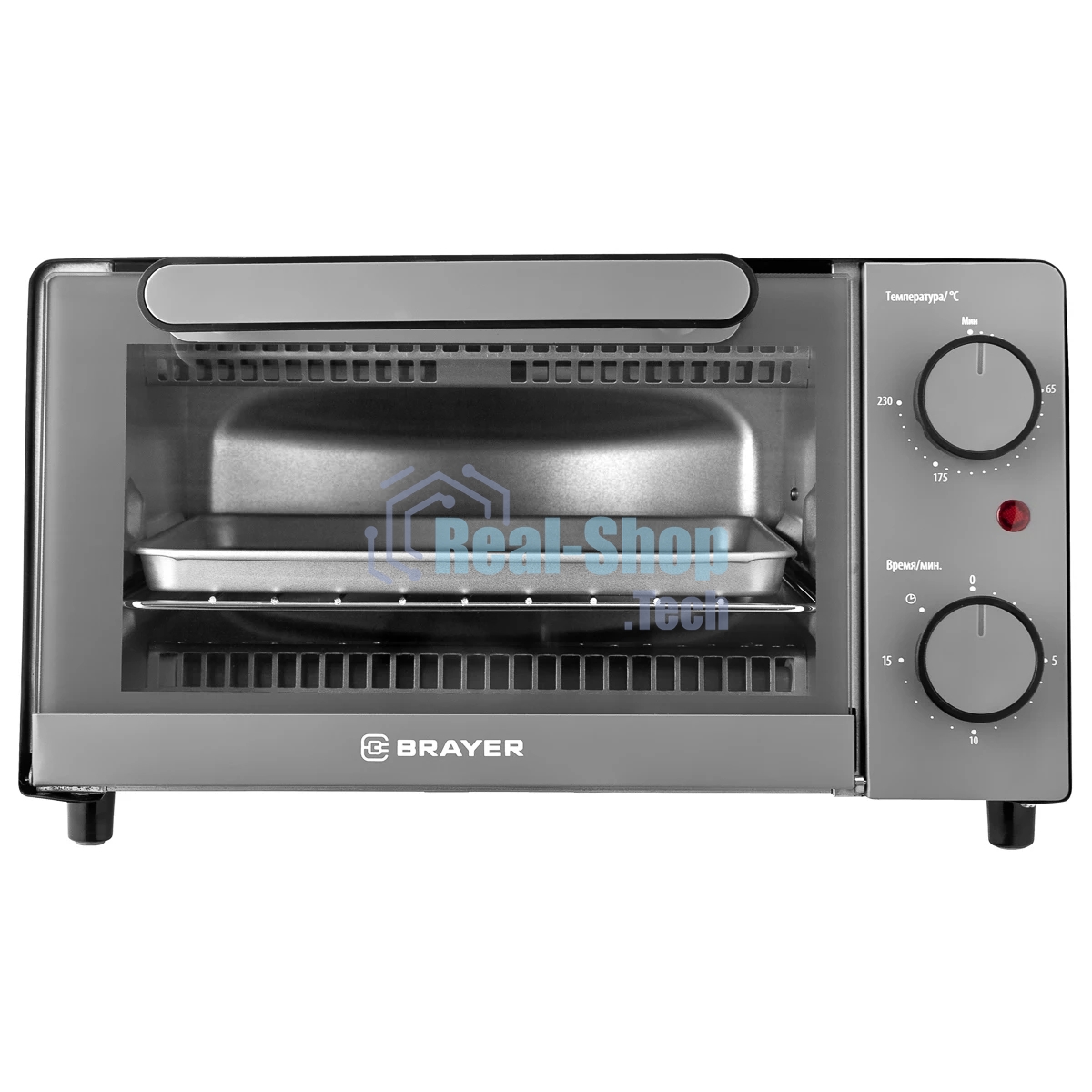 Мини-печь BRAYER BR2600 1200 Вт, 9 л, серебристый