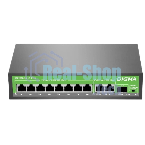 Коммутатор Digma DSP208G-2G-1S-T120 (L2), 10×1 Гбит/с, неуправляемый