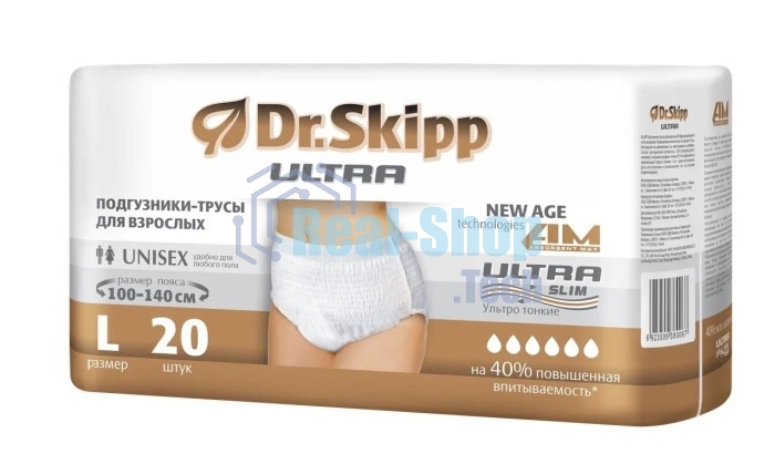 Подгузники-трусы для взрослых Dr.Skipp Ultra, р-р L (100-140 см), 20 шт., 8094