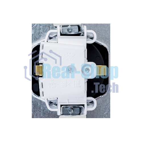 Механизм розетки 1-м СП AtlasDesign Aqua 16А IP44 с заземл. защ. шторки с прозрачной крышкой карбон SchE ATN441046