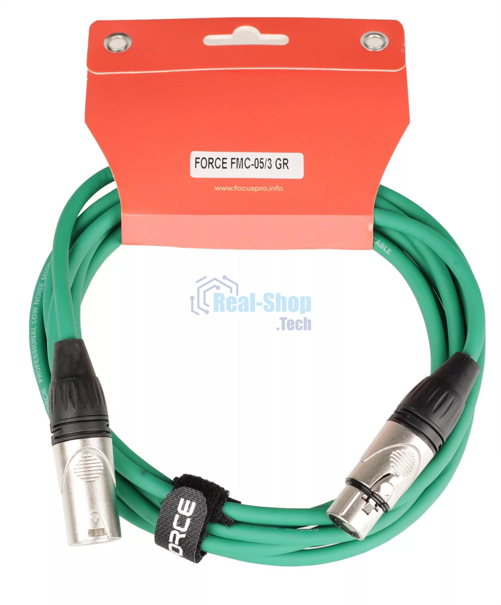 Микрофонный кабель FORCE FMC-05/3 GR XLR (F) -XLR (M), разъемы с никелевым корпусом и посеребренными контактами, 3 м, цвет зелёный