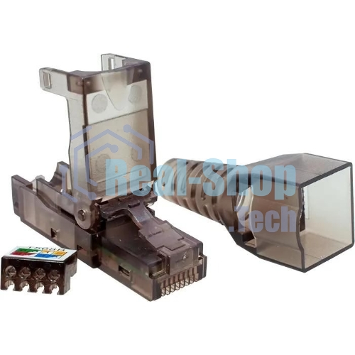 Коннектор Suprlan 10-0239-1, UTP cat.6a RJ45, с защитным колпачком, прозрачный