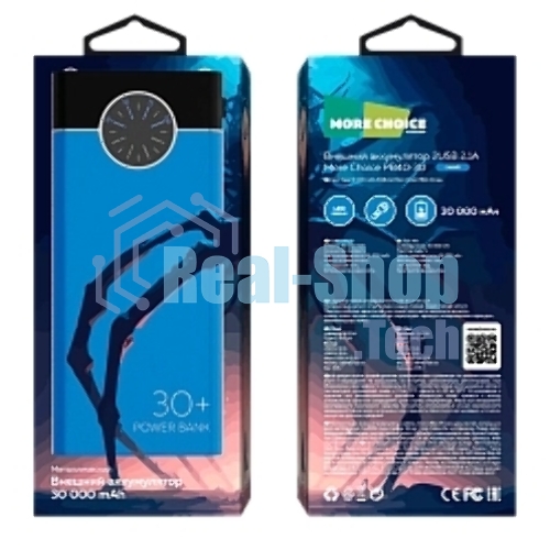 Портативный аккумулятор More choice (4610196406775) PB40-30 30000mAh Blue