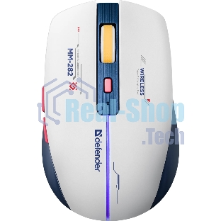 Мышь беспроводная Defender Dila MM-282 белый/синий, 1800 dpi, радиоканал, USB, кнопки - 6