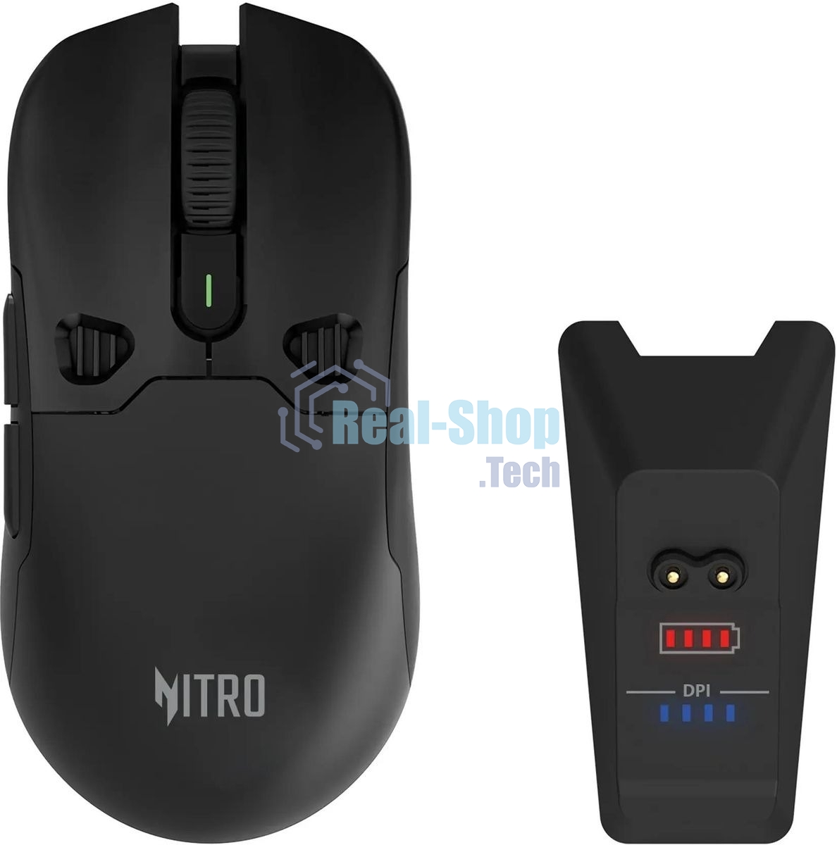 Мышь беспроводная Acer Nitro OMR404 черный, 6400 dpi, радиоканал, Bluetooth, USB, кнопки - 6