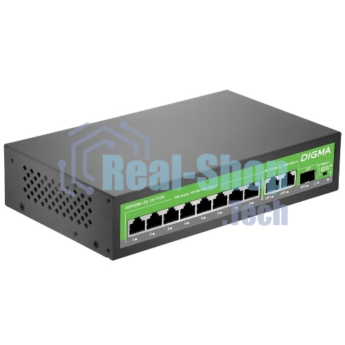 Коммутатор Digma DSP208G-2G-1S-T120 (L2), 10×1 Гбит/с, неуправляемый