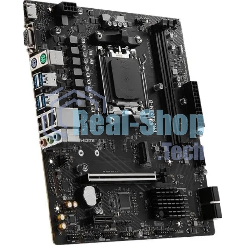 Материнская плата MSI PRO A620M-B, AM5, AMD A620, 2xDDR5, 4xSATA, 1xM.2 (PCIe 4.0 x4), 1xPCIe 4.0 x16, 1xPCIe 3.0 x1, 1xHDMI, 1xVGA, 1x2.5Gb LAN, 6xUSB-A 5Gbps, 6xUSB-A 2.0, 3x3.5 мм, 7.1, mATX