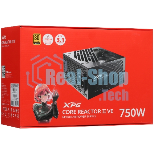 Блок питания ADATA COREREACTORIIVE750G-BKCEU, 750Вт, 80 PLUS Gold, 120мм, модульный, черный