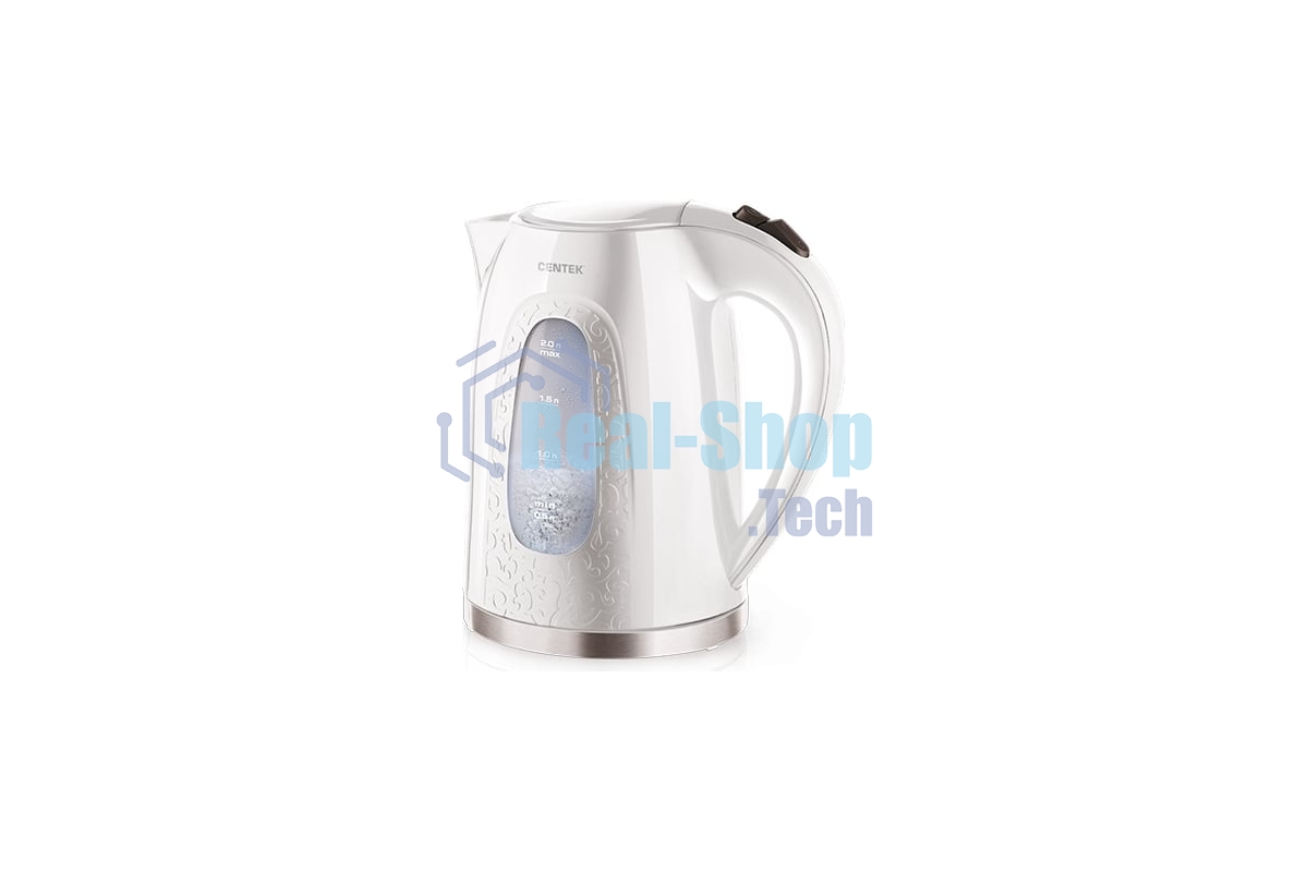 Электрочайник Centek CT-0041 белый, 2.0 л, 2200 Вт, скрытый нагревательный элемент