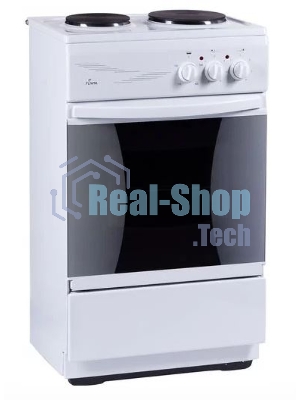 Плита электрическая Flama CE 3201 W белый, конфорок 2 шт, духовка 30 л, 50 см x 85 см x 36 см