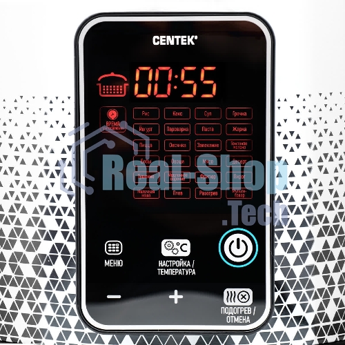 Мультиварка Centek CT-1499 черный/сталь, 900 Вт, 5.0 л, 25 программ, мультиповар, антиприг. покрытие