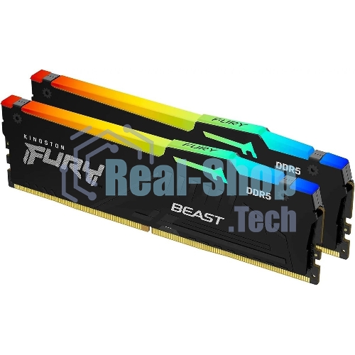 Оперативная память Kingston Fury Beast, DDR5, 16GB (2x8GB), 6000MHz, CL30, DIMM, с радиаторами, RGB, черный