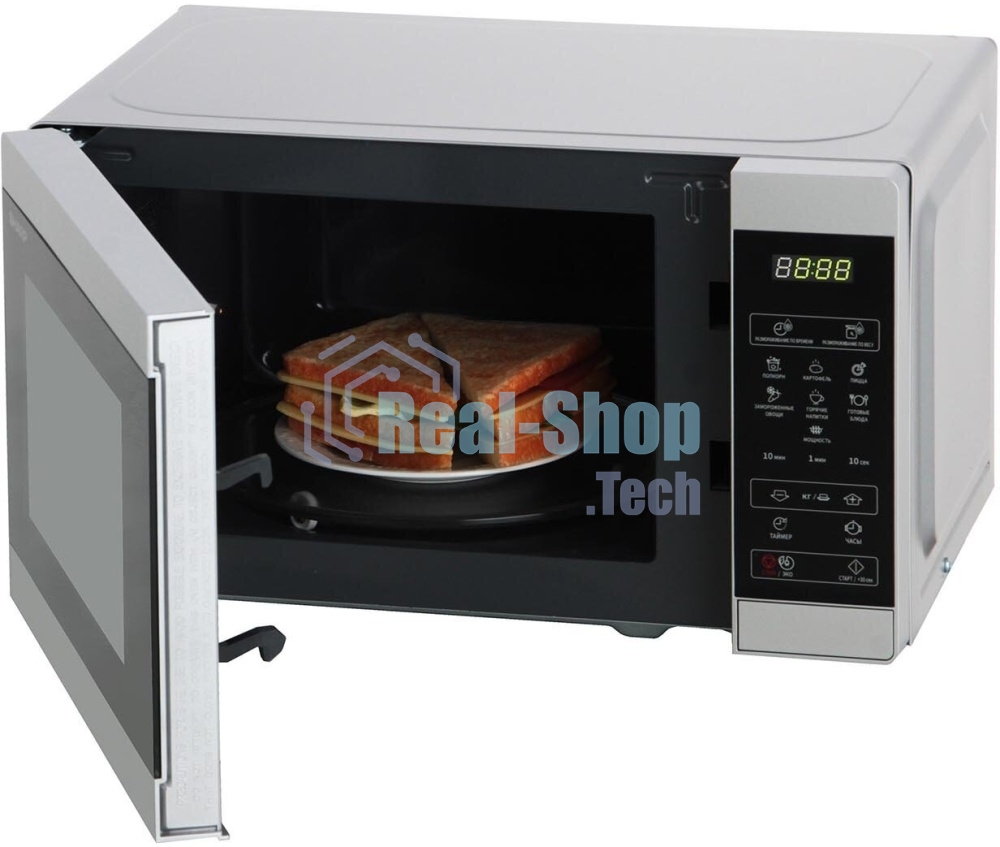 Микроволновая печь Sharp R-2800RSL серебристый, 20 л, 800 Вт, переключатели - сенсор