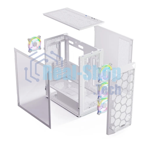 Компьютерный корпус ABR Quantum белый (1хUSB Type-C, 2хUSB 2.0, HD Audio, 4xRGb Fan, ATX, E-ATX)
