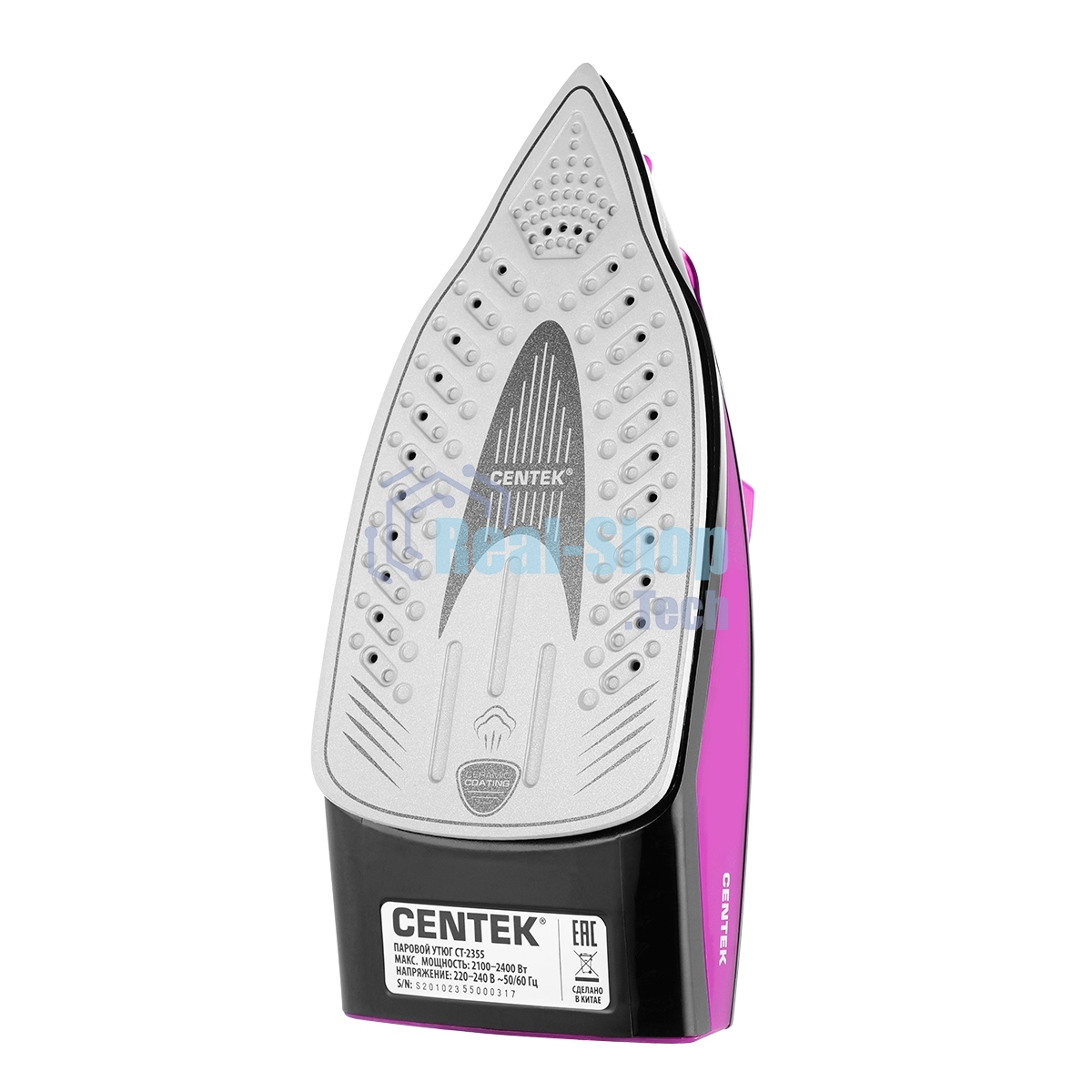 Утюг Centek CT-2355 фиолетовый, 2500 Вт, 45 г/мин, 160 г/мин, 270 мл