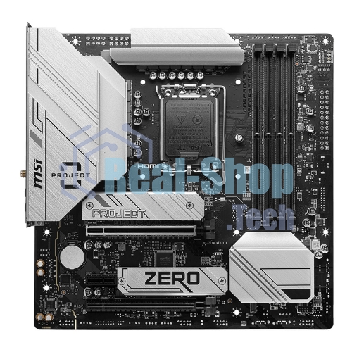 Материнская плата MSI B760M PROJECT ZERO,(Обратное подключение разъемов) LGA 1700, Intel B760, 4xDDR5, 4xSATA, 2xM.2, 1xPCIe 5.0 x16, 1xPCIe 4.0 x4, 1xPCIe x1, 1xHDMI, 1xDP, 3xUSB 3.2 Gen 2, 4xUSB 2.0, 1xUSB 3.2 Gen 2x2, 1x 2.5Gb LAN, 5x3.5 мм, 7.1, mATX