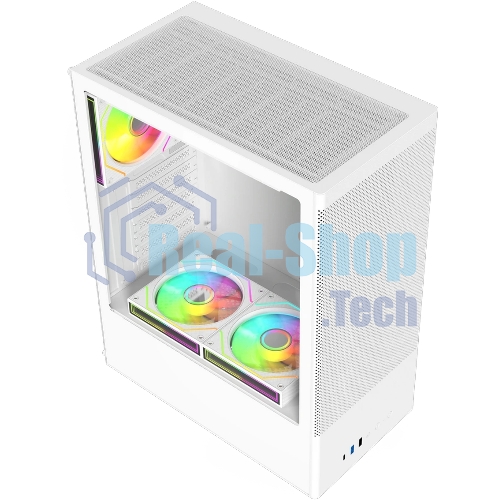 Компьютерный корпус ACD Citadel 108W ATX, Type-C + 2XUSB ports + HD audio combo, Mesh, TG, белый