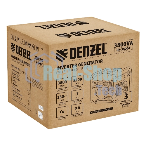 Генератор инверторный Denzel GK-3800iF, 3,8 кВт, 230 В, ручной старт