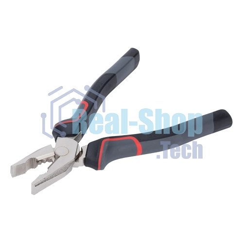 Комбинированные плоскогубцы Deli DL0004 180 мм, Cr-V, эксцентриковый шарнир, антикоррозийное покрытие, трехкомпонентная прорезиненная рукоять