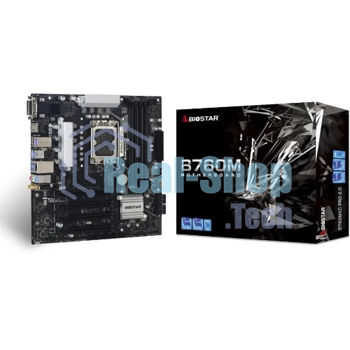 Материнская плата Biostar B760MXC PRO, LGA 1700, Intel B760, 4xDDR4, 8xSATA, 2xM.2, 1xPCIe 4.0 x16, 3xPCIe 3.0 x1, 1xHDMI, 1xDVI, 1xVGA, 1x 1Gb LAN, 4xUSB-A 3.2 Gen 2, 2xUSB-A 2.0, 3x3.5 мм, 7.1, mATX