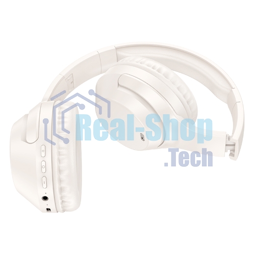 Беспроводные/проводные наушники Borofone BO26 Milky белый, накладные, Bluetooth 5.3 + проводной, складная конструкция, микрофон, до 40 ч