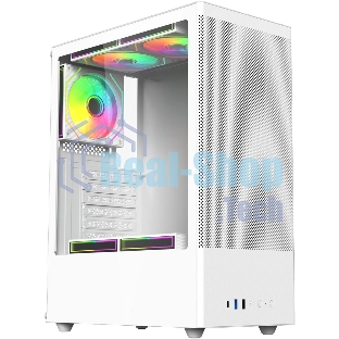 Компьютерный корпус ACD Citadel 108W ATX, Type-C + 2XUSB ports + HD audio combo, Mesh, TG, белый