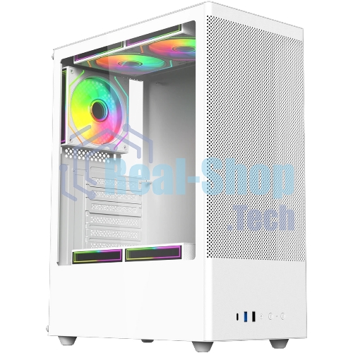 Компьютерный корпус ACD Citadel 108W ATX, Type-C + 2XUSB ports + HD audio combo, Mesh, TG, белый