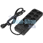 Сетевой фильтр Powercom SP-10 USB2A1СB 3,0 м 3.0м (10 розеток) черный, коробка
