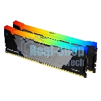 Оперативная память Kingston Fury Renegade, DDR4, 32GB (2x16GB), 3200MHz, CL16, DIMM, с радиатором, RGB, серебристый/черный