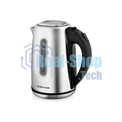 Чайник электрический BRAYER BR1014, 2200 Вт, 1.7 л, нержав.сталь, индикат. уровн. воды, автоотключ
