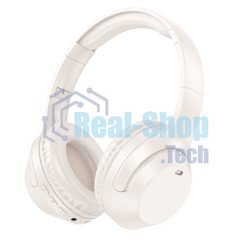 Беспроводные/проводные наушники Borofone BO26 Milky белый, накладные, Bluetooth 5.3 + проводной, складная конструкция, микрофон, до 40 ч